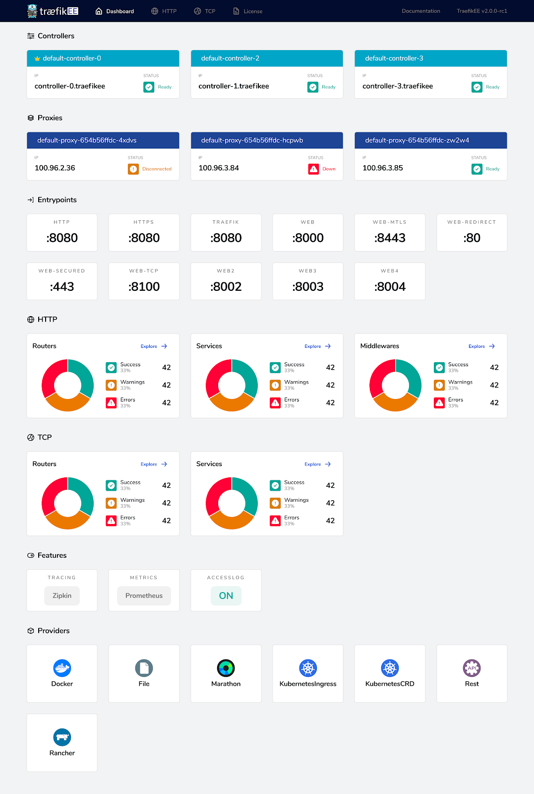 TraefikEE Dashboard Overview Page